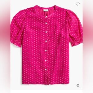 J. CREW Women’s Fuchsia Flora lSoft Gauze Puff Ruffle Sleeve Top Blouse Size XL